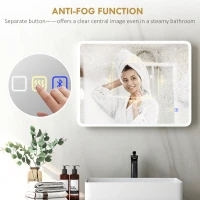HOMCOM 60 x 80 cm Backlit Illuminated Bathroom Mirror with LED Lights and Bluetooth - Silver Tone(m-7)