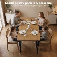 HOMCOM Masă de dining dreptunghiulară pentru 4 persoane, 110x70 cm, stejar/negru(m-4)
