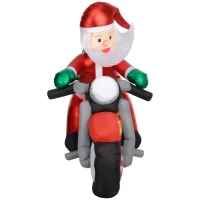 Outsunny Weihnachtsmann auf Motorrad, Gartendeko, LEDs, aufblasbar, wetterfest, 180 x 95 x 170 cm(m-11)