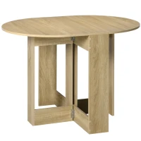 HOMCOM Space-saving Drop Leaf Table, Folding Dining Table for Small Space, Kitchen, Dining Room, Oak(m-1)
