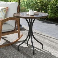 Outsunny Φ66cm Galvanised Steel Garden Table - Brown(m-9)