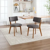 Stylish Mid-Century Dining Chairs with Ergonomic Backrest, Comfortable Upholstered Side Chairs for Dining Room, 47L x 54.5W x 77H cm, Beige(m-1)