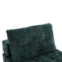 Cozy Convertible Floor Sofa Bed with Button-Tufted Detailing, Soft Chenille Folding Sleeper Couch for Living Room, 180L x 79W x 57H cm, Emerald(m-11)