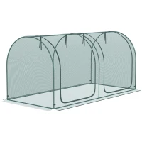 Outsunny Pflanzenschutznetz, 2 aufrollbare Türen, Stahlrahmen, inkl. Tragetasche, dunkelgrün, 2,49 x 1,2 x 1,2m(m-1)