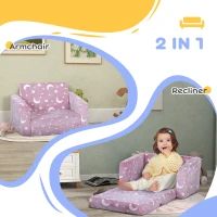 AIYAPLAY 2 in 1 Kids Folding Bed Armchair with Glow in The Dark Cosmic Design, Washable Cushion and Cover, Pink(m-5)