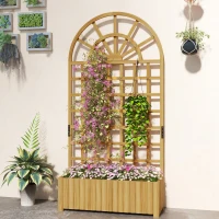 Outsunny Floreira com Treliça de Madeira para Plantas Trepadeiras com Orifícios de Drenagem Floreira Elevada para Jardim 90x30x180 cm Madeira(m-10)
