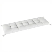 Outsunny Cojín para Banco Exterior con Correas de Sujeción Protección UV50+ Rebote Lento Interior Exterior 198x65x13 cm Crema(m-1)