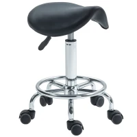 HOMCOM Salon Saddle Stool, Rolling Saddle Chair for Massage, Spa, Clinic, Beauty, Hairdressing and Tattoo, Black(m-11)