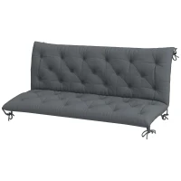 Outsunny 3 Seater Bench Pad, Garden Swing Chair Cushion with Back and Ties, Tufted Style Garden Furniture Window Seat Cushion for Indoor and Outdoor Use, 98 x 150 cm, Dark Grey(m-10)