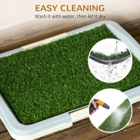 PawHut Puppy Training Pad, Indoor Portable Puppy Pad, with Artificial Grass, Grid, Panel, Tray, 63 x 48.5cm(m-6)