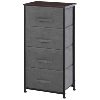 HOMCOM Commode en Tissu Meuble de Rangement 4 tiroirs chiffonnier dim. 45L x 30l x 92H cm Cadre en métal gris(m-12)