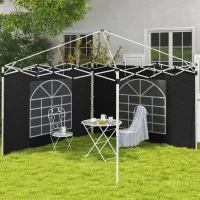 Outsunny Seitenwände für 3 x 3/ 3 x 6 m Pavillon, Seitenplanen mit Fenster, Tür, Ersatzwände für Partyzelt, Oxfordstoff, Schwarz(m-10)