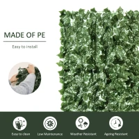 Outsunny 2-Piece Artificial Leaf Hedge Screen Privacy Fence Panel for Garden Outdoor Indoor Decor, Dark Green, 2.4M x 1M(m-4)