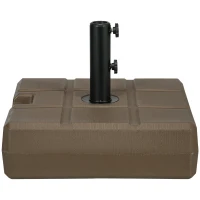 Outsunny Base per Ombrellone da Giardino Riempibile con Maniglia in HDPE e Acciaio, 49x49x36.5 cm, Marrone(m-11)