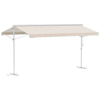 Outsunny Standmarkise Markise 4,5 x 3,4m Terrassenüberdachung Gartenmarkise mit Faltarm Kurbel Terrasse Creme Alu Metall(m-1)