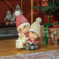 HOMCOM Weihnachtswichtel mit Buch & Laterne, LED, batteriebetrieben, 30 x 23 x 45 cm(m-10)