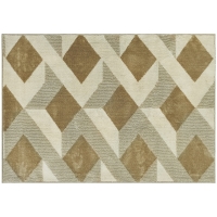 HOMCOM Tapete Sala de Estar 170x120 cm Tapete Lavável na Máquina de Lavar Pelo Curto Estilo Moderno Creme e Marrom Claro