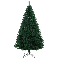 HOMCOM Árbol de Navidad de Abeto 230 cm con Ramas Articuladas 1300 Puntas de PVC Ignífugo Montaje Rápido Soporte de Acero Verde