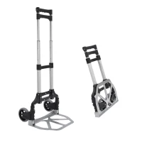 HOMCOM Aluminium Folding Hand Truck Trolley, Heavy Duty Foldable Sack Cart with Adjustable Telescoping Handle, 70KG Load Capacity(m-11)