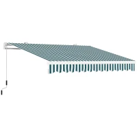 Outsunny Tenda da Sole a Bracci Avvolgibile a Manovella in Metallo e Alluminio, 4x2.5m, Verde e Bianco(m-11)