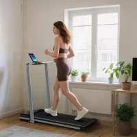 SPORTNOW Folding Walking Treadmill, Under Desk Walking Pad with Incline, Silver Tone(m-10)