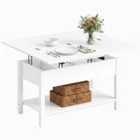HOMCOM Table basse relevable et extensible table de salon avec compartiment caché étagère ouverte 100x45x50,5cm blanc(m-11)