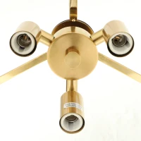 HOMCOM Suspension Luminaire à 3 Abat-Jour Effet Lin, Ampoule Non Incluse E14 40 W, Câble Réglable, Rosace Dorée, Beige(m-13)
