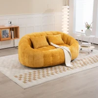 Cozy Oversized Bean Bag Sofa with 2 Matching Pillows, Soft 2-Seat Sectional Couch for Living Room and Bedroom, 145L x 95W x 63H cm, Yellow(m-9)