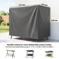 Outsunny Housse de protection pour balancelle de jardin housse de balancelle de jardin toile oxford 177 x 114 x 152 cm gris foncé(m-3)
