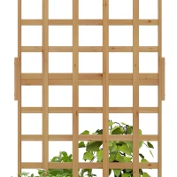 Outsunny Jardinière avec treillis, bac à fleurs en bois pour plantes grimpantes, légumes, 100 x 60 x 150 cm, naturel(m-8)