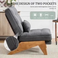 Cozy Reclining Accent Chair with Foldable Ottoman and Lumbar Pillow, Soft Adjustable Lounger for Living Room, 127L x 73W x 90H cm, Dark Gray(m-6)