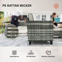 Outsunny 5-Piece Rattan Patio Furniture Set with Gas Fire Pit Table, Loveseat Sofa, Armchairs, Cushions, Pillows, Grey(m-6)