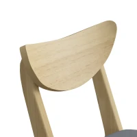 HOMCOM Lote de 2 Sillas de Comedor, Sillas de Cocina, Asientos Acolchados en Lino, Respaldo Curvado, Gris y Madera Natural(m-6)