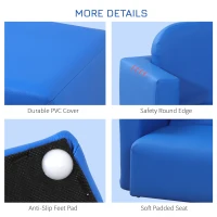 HOMCOM 2 In 1 Toddler Sofa Chair,  48 x 44 x 41 cm, for Game Relax Playroom, Blue(m-5)