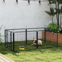 PawHut Parque para Cães de 6 Painéis de 60 cm de Altura Vedações para Cães de Aço Dobrável com Porta para Interior e Exterior Preto(m-8)