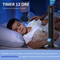 HOMCOM Ventilatore a Torre 45W a 4 Modalità e 3 Velocità con Timer da 12h, in ABS, 31.5x31.5x96 cm, Nero(m-6)