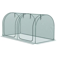 Outsunny Pflanzenschutznetz, 2 aufrollbare Türen, Stahlrahmen, inkl. Tragetasche, dunkelgrün, 2,49 x 1,2 x 1,2m(m-11)