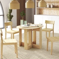 HOMCOM Space-saving Drop Leaf Table, Folding Dining Table for Small Space, Kitchen, Dining Room, Oak(m-2)