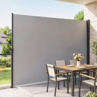 Outsunny Store latéral Brise-Vue paravent rétractable dim. 3L x 2H m alu. Polyester Anti-UV Haute densité 180 g/m² gris clair(m-16)