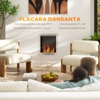 HOMCOM Șemineu pe Bioetanol Încorporat din Oțel, Capacitate 0,9L și Durată 3,3 Ore, 48x18x59 cm, Argintiu(m-4)