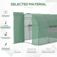 Outsunny Large Polytunnel Walk In Greenhouse, Plant Gardening Tunnel Green House with Metal Hinged Door, Galvanised Steel Frame & Mesh Windows, Green (3 x 2 m)(m-4)