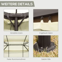 Outsunny Gartenpavillon Pavillon Gartenzelt Festzelt Partyzelt mit 4 x Seitenwand wetterfest Aluminium Polyester Cremeweiß 3,9 x 2,9 x 2,7 m(m-6)
