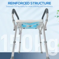 HOMCOM 57-69cm Aluminium Frame Bath Seat - Light Blue(m-8)