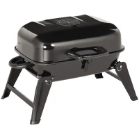 Outsunny Barbecue BBQ Grill a Carbonella Portatile Pieghevole da Tavolo Ferro, porcellana 59x43x39cm Nero(m-1)