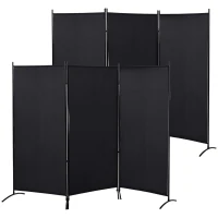 HOMCOM Lot de 2 paravents 3 panneaux dim. 2,53L x 0,5l x 1,82H m Brise-Vue paravent sur Pied séparateur métal Polyester Noir(m-12)