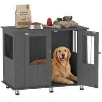 Dog Crate Table for Medium and Large Dogs with Magnetic Door for Indoor Use, 95 x 55 x 75 cm, Grey(m-11)