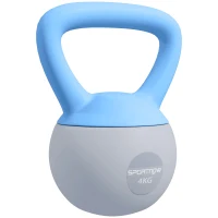 SPORTNOW 4KG Soft Kettlebell, Kettlebell with Non-Slip Handle for Home Gym, Weight Lifting, Strength Training, Light Blue/Grey(m-1)