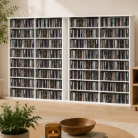 HOMCOM Regał multimedialny, 8 poziomów, regał na DVD z 12 regulowanymi półkami, 16 przegród, pojemność 720 CD, biały(m-5)
