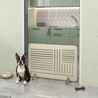 PawHut Freestanding Pet Gate, Portable Dog Barrier Gate with Feet for Small Breeds, 75 x 51 cm, Natural Wood(m-10)