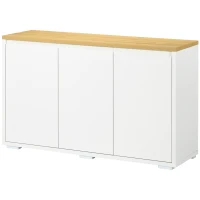 HOMCOM Mobile Multiuso con 2 Armadietti a 2 Livelli in Truciolato, Ripiano regolabile, 120x37x75cm Bianco e Color legno(m-11)